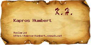Kapros Humbert névjegykártya